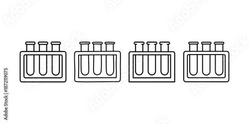 Medical test tubes in a rack outline icon laboratory research vector illustration