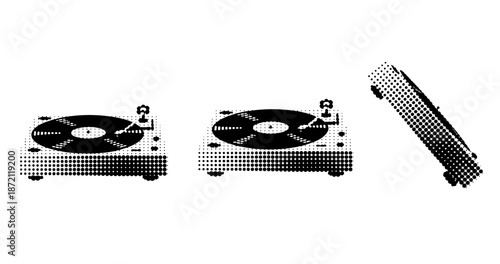 Halftone style turntable and record player with vinyl album design