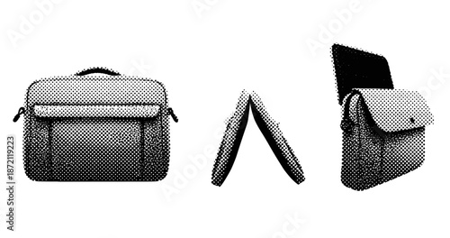 Classic laptop bag design with open and side views