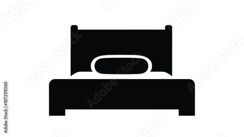 Simple black bed icon design a minimalist furniture silhouette
