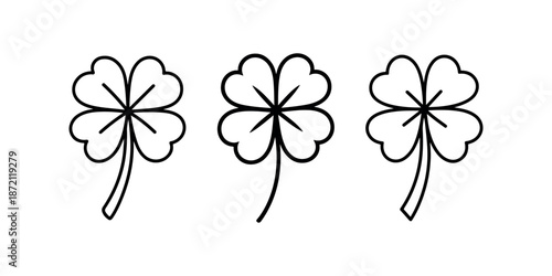 Four leaf clover luck symbols for saint patrick day celebration in simple line art design