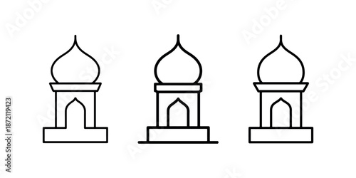 Islamic dome icon set with mosque architecture elements for religious and cultural design