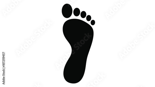 A simple black footprint illustration on a white background silhouette