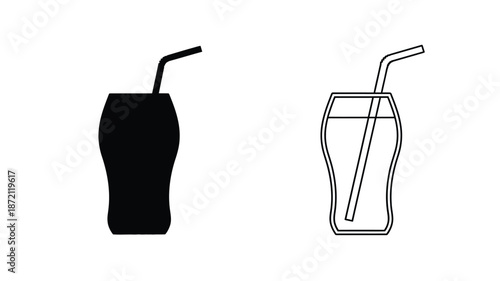 Two drink glasses one filled and one empty in a striking silhouette