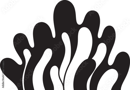 Abstract Black Silhouette Art on White Background