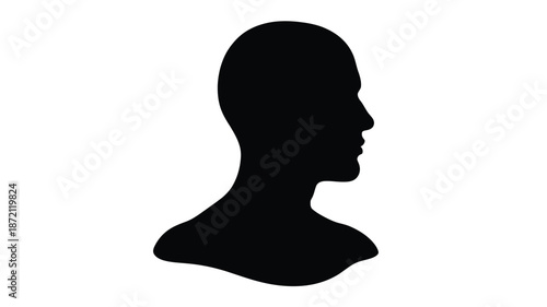 A striking profile view of a human head in black silhouette
