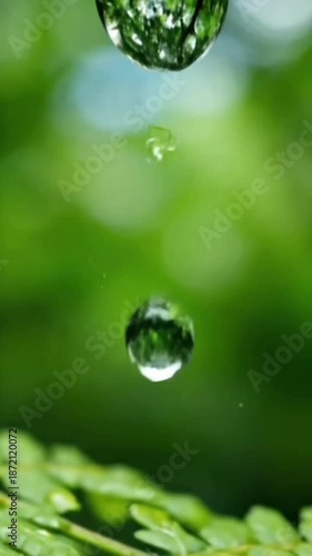 water drops on green leaf