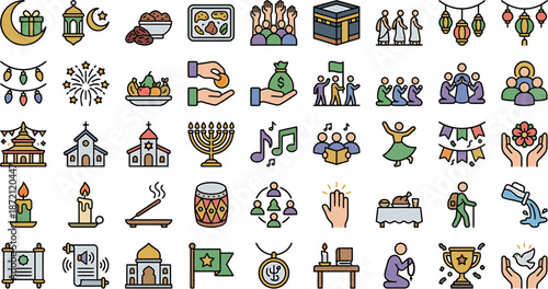 A detailed icon set featuring various design elements rendered in grayscale intended for diverse applications on transparent background high quality professional