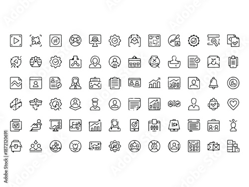 People and Business Line Icons Set for Communication, Work, Team and Daily Activities