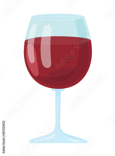 Glass of wine. Flat vector clipart, illustration with isolated background.