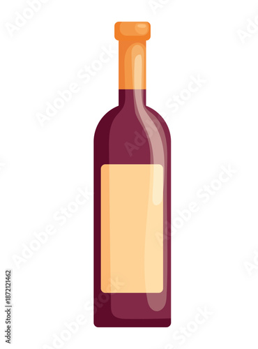 Wine bottle. Flat vector clipart, illustration with isolated background.