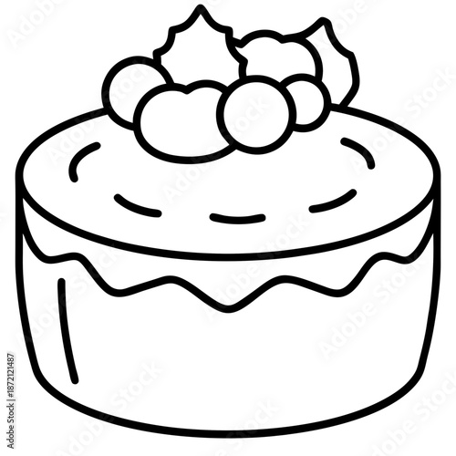 Japanese Cotton Cheesecake line art vector