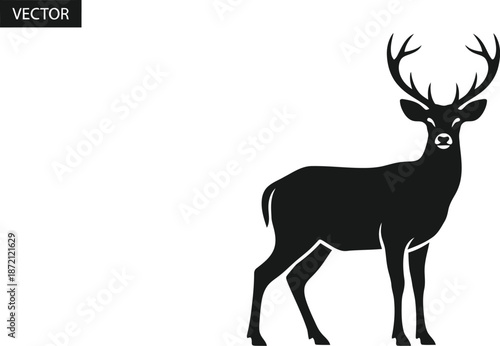 Elegant stag silhouette, wildlife vector illustration, forest animal