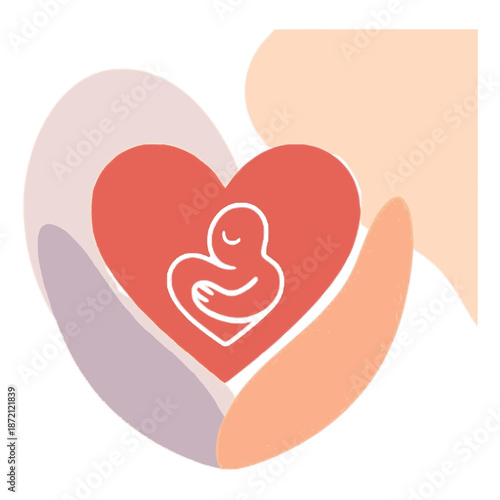 A loving embrace: symbolizing maternal care, pregnancy, and the bond between mother and child isolated on white background