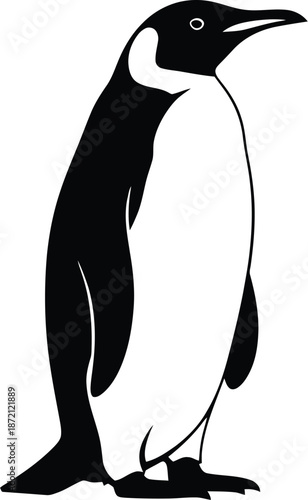 Elegant emperor penguin, monochrome illustration, wildlife on display
