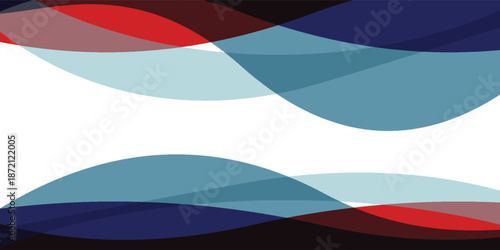 Abstract Colorful Wave Design With Overlapping Curves In Red Blue Teal Tones