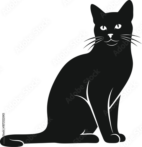 Elegant black cat silhouette on domestic life and pet ownership