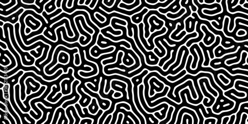 Intricate black and white abstract pattern resembling brain coral or organic forms