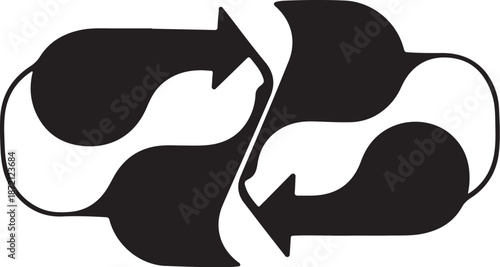 Arrows pointing in opposite directions in a circular motion