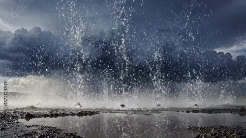 Dramatic thunderstorm unleashes torrential rain over marshland