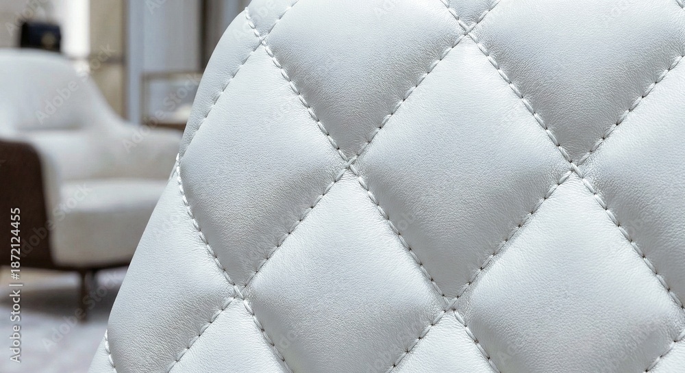 Obraz premium Quilted White Leather Texture with Luxury Cloud-Like Puffiness