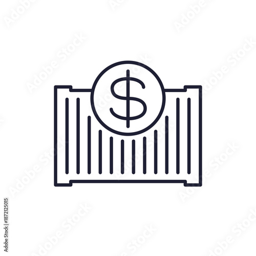 container price line icon, shipping cost vector