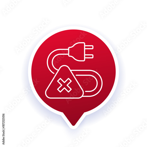 blackout, no electricity icon with electric plug, line vector design