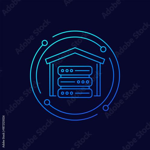 data warehousing icon, linear design