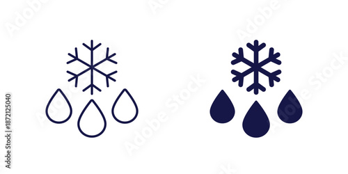 defrost icon, ice to water line and solid design