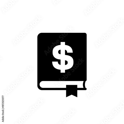 Financial literacy icon with a book, pictogram on white