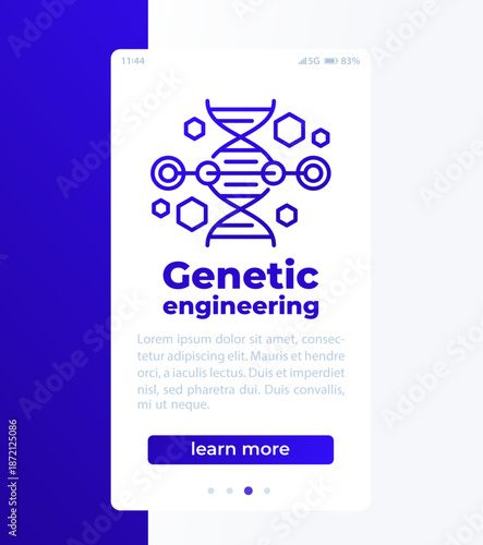 genetic engineering banner design with line dna icon