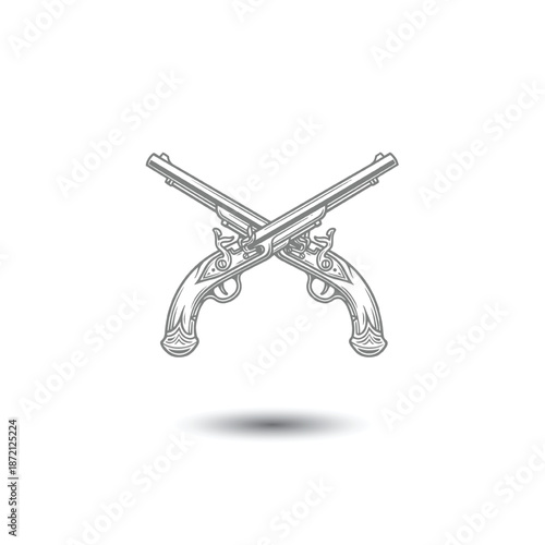 Fotografie Crossed Antique Flintlock Pistols Emblem