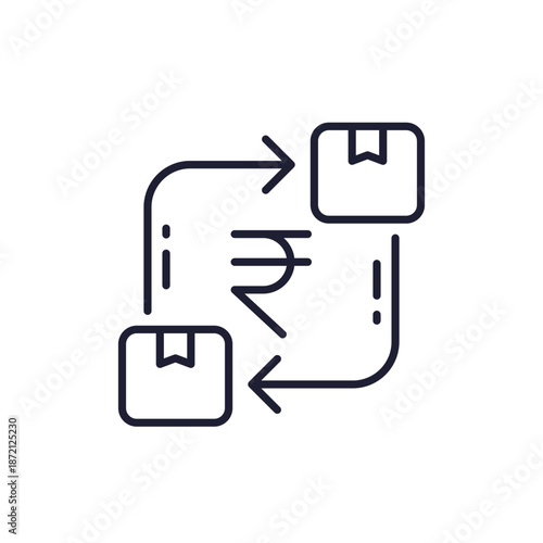 resell icon, business and commerce line vector design with rupee