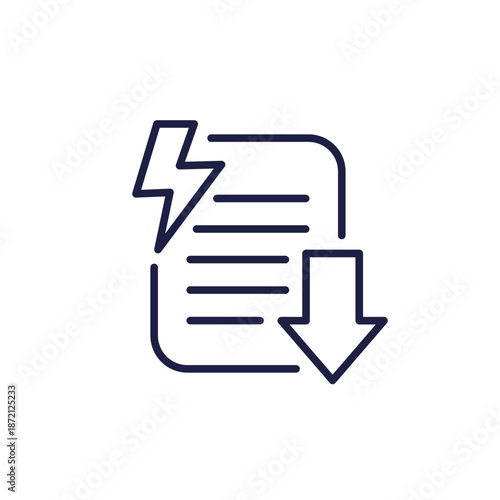 reduced electricity bills icon on white, line design