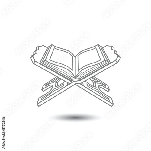 Open Holy Book on Rehal Stand Line Art Icon