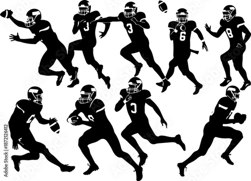 Dynamic American Football Players Action Vector Collection