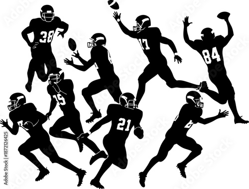 Dynamic American Football Players Action Vector Collection