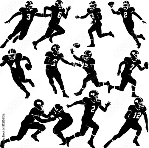 Dynamic American Football Players Action Vector Collection