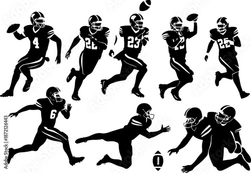 Dynamic American Football Players Action Vector Collection