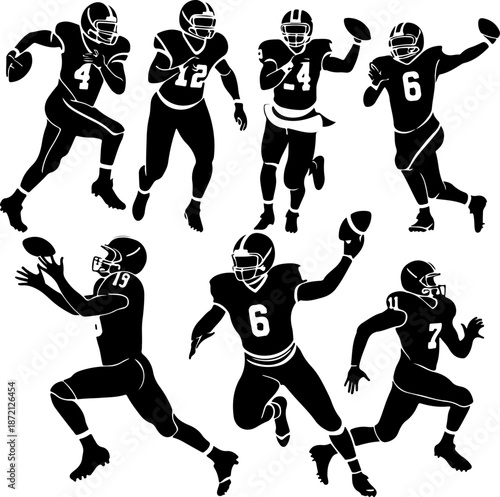 Dynamic American Football Players Action Vector Collection