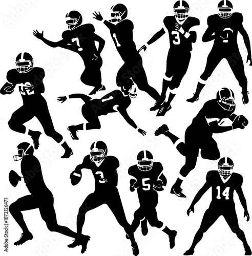 Dynamic American Football Players Action Vector Collection