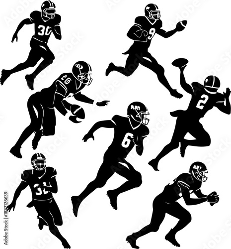 Dynamic American Football Players Action Vector Collection