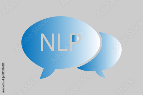 This illustration features two overlapping speech bubbles, with the front bubble containing the acronym "NLP".