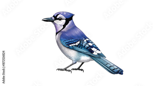blue jay on white background