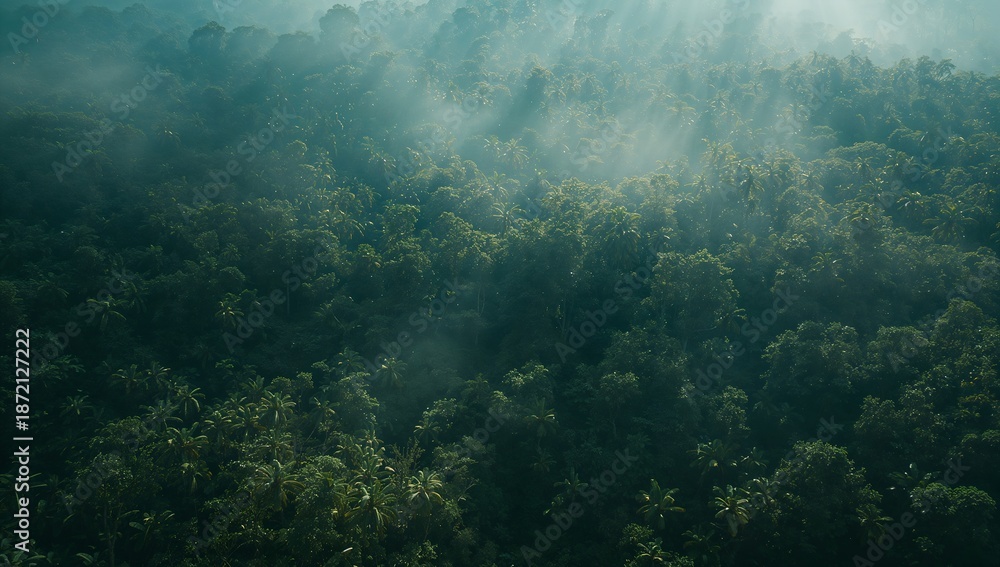 custom made wallpaper toronto digitalAn aerial view captures the majestic forest, with mist lingering amongst the treetops