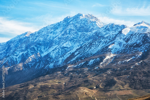 Photography Chimgan mountains in Uzbekistan in spring day