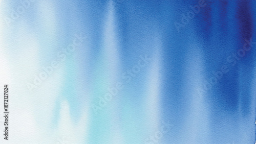 Abstract watercolor background with flowing blue and white hues, creating a soft texture.