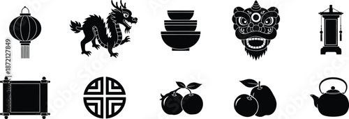 Holi day icon set colorful festival symbols and objects