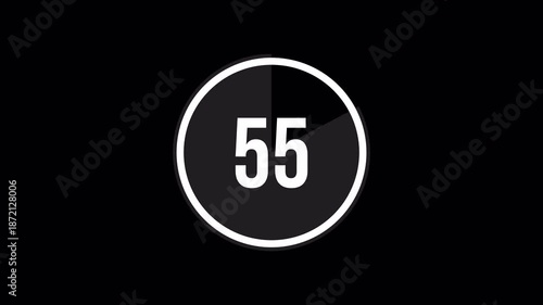 60 Second Timer Circle Countdown Animation 60 to 0. Modern Flat Design Clock Motion Graphic in 4K with Alpha Channel 4k video animation seamless loop