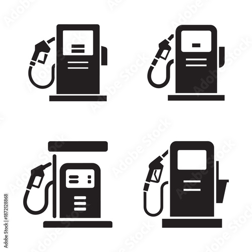 Gas Pump Icon Set Fuel Station Design